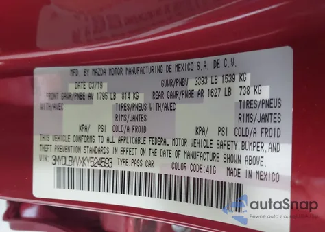 2019 Toyota Yaris Le z USA, uszkodzony, nr VIN 3MYDLBYVXKY524593